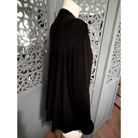 CHICO'S Travelers Open Front Cardigan-Slinky Black Knit w/Blue Ribbon-L/S Size 3 - Picture 4 of 7